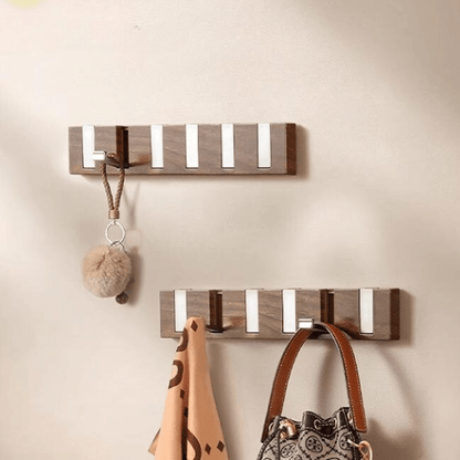 Wall-Mount Folding Fall Hooks with 6 Hooks, Drill Free