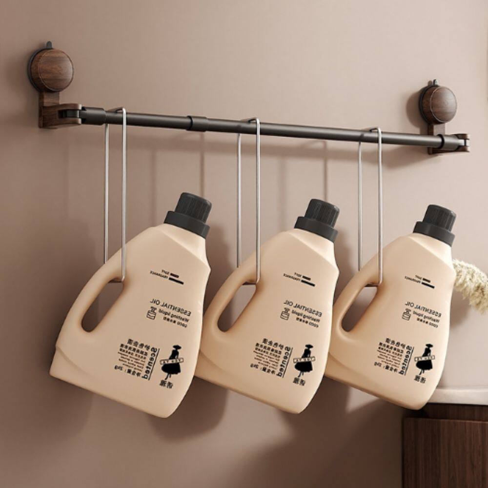 No-Drill Retractable Walnut Towel Rack