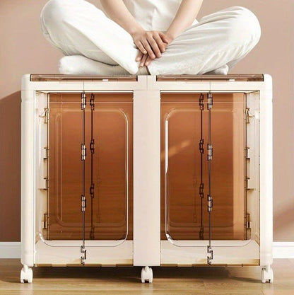 Multi-Use Foldable Transparent Storage Box with Wheels