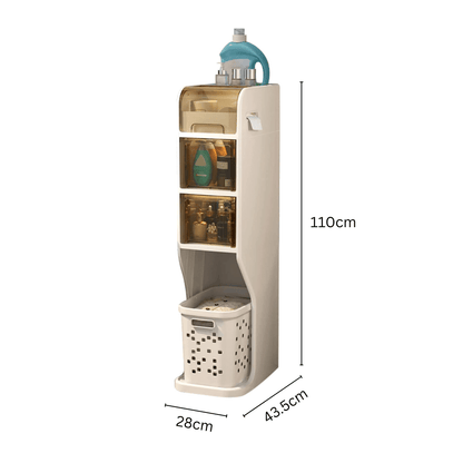 Multi-Layer Bathroom Storage Cabinet and Laundry Basket
