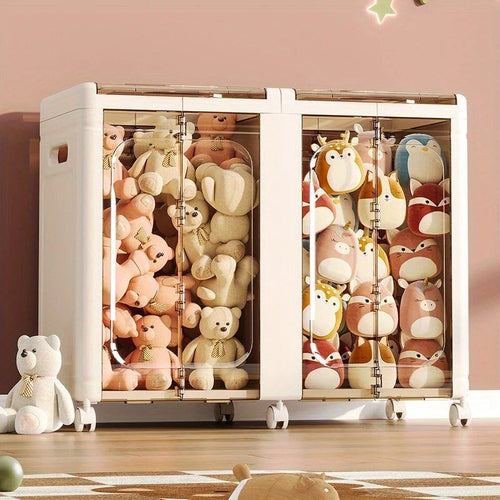 Multi-Use Foldable Transparent Storage Box with Wheels