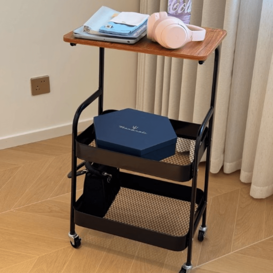 Multi-Layer Style Mobile Snack and Storage Trolley Shelf with Wheels