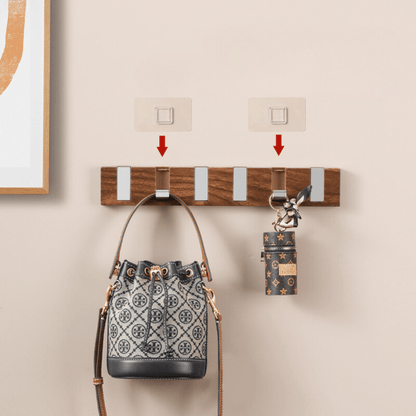 Wall-Mount Folding Fall Hooks with 6 Hooks, Drill Free
