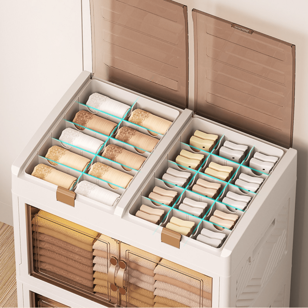 Multi-Purpose Foldable Storage Organizer Wardrobe With Wheels