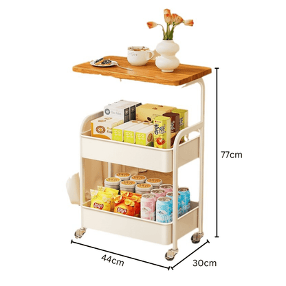 Multi-Layer Style Mobile Snack and Storage Trolley Shelf with Wheels