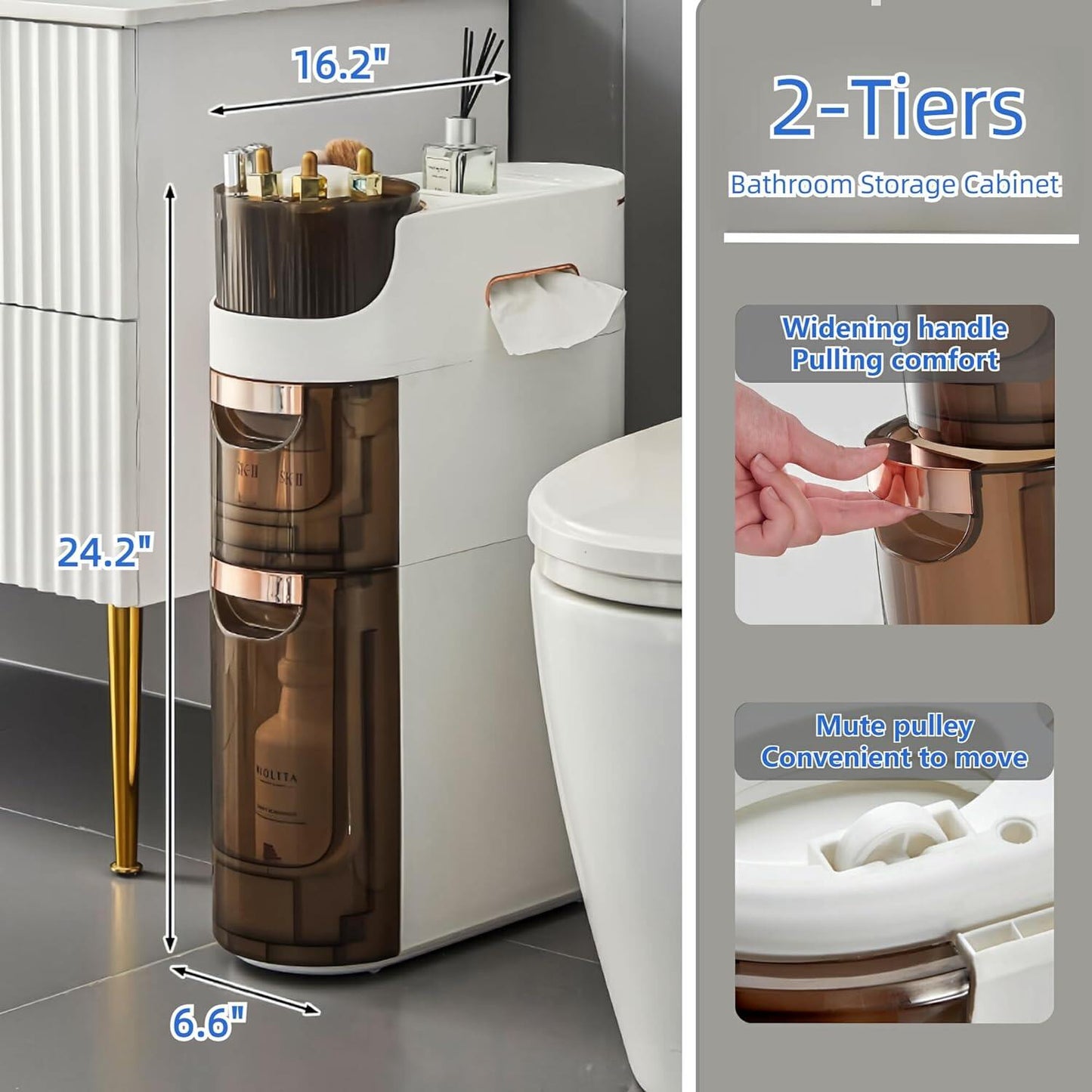 Multi-Purpose Slim Design Rolling Storage Cart