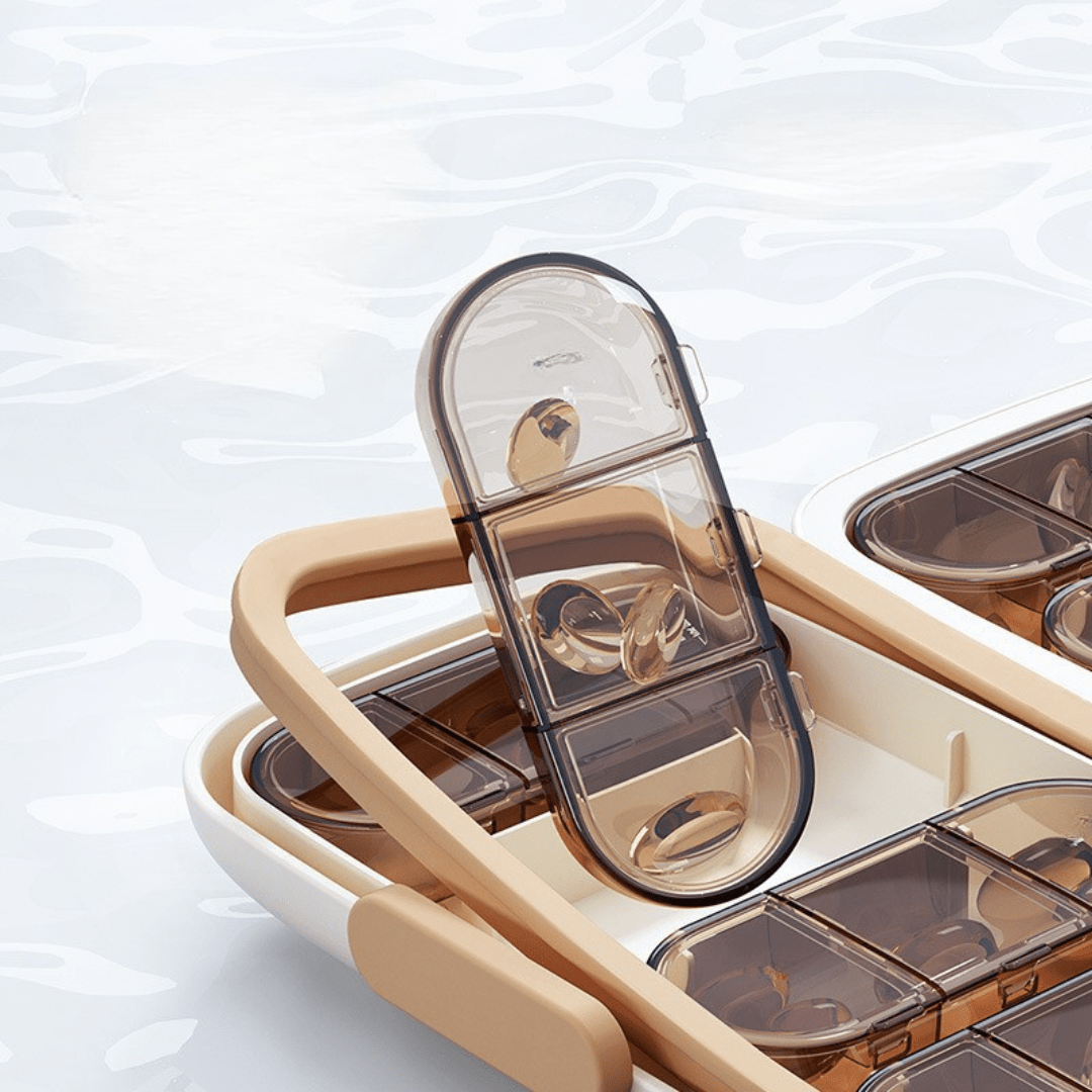 Portable 7+1 Grid Moisture-Proof Medicine Organizer