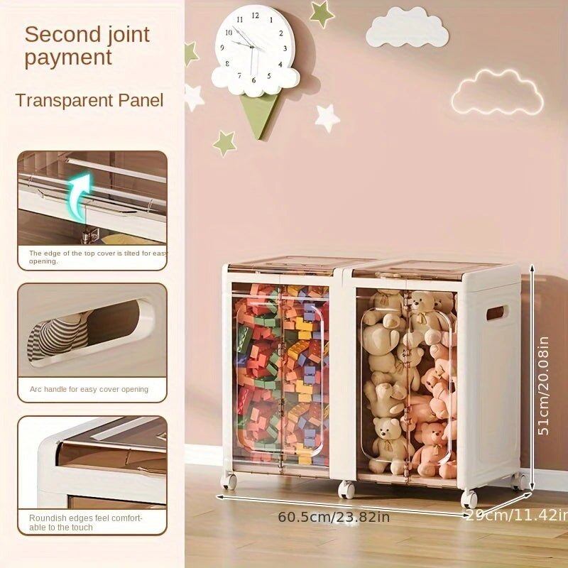 Multi-Use Foldable Transparent Storage Box with Wheels