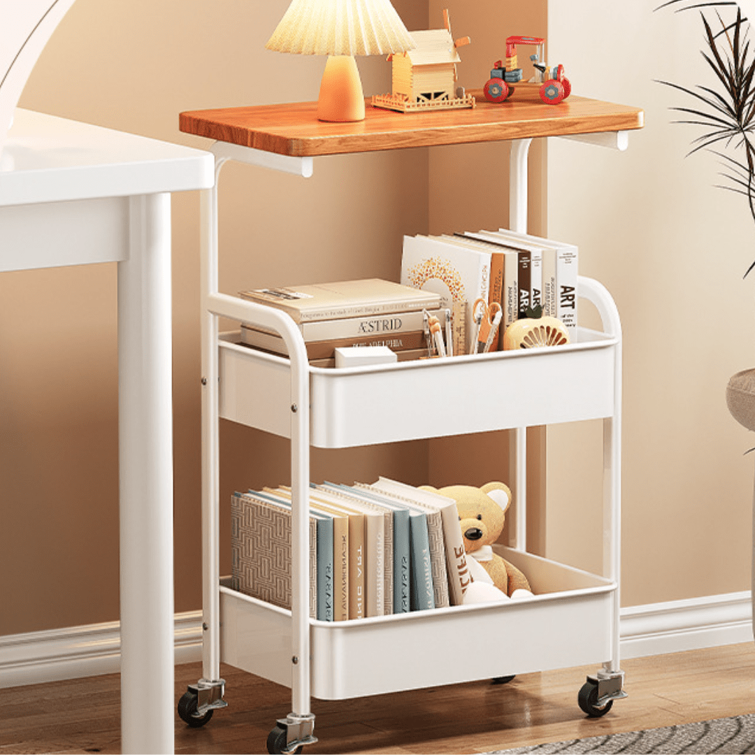 Multi-Layer Style Mobile Snack and Storage Trolley Shelf with Wheels