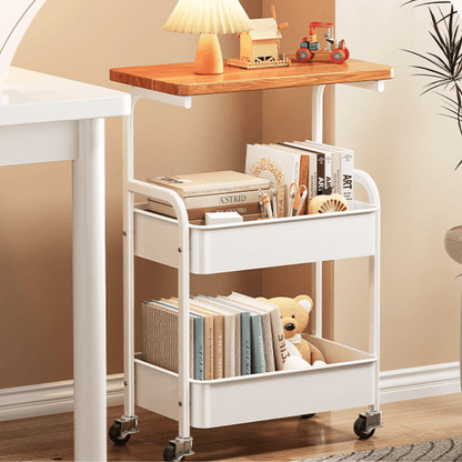 Multi-Layer Style Mobile Snack and Storage Trolley Shelf with Wheels