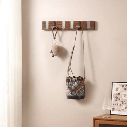 Wall-Mount Folding Fall Hooks with 6 Hooks, Drill Free